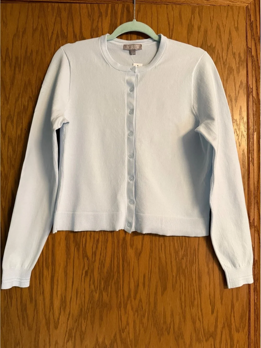 NWT J.Crew Jackie Cardigan Premium Ultra-Fine Cotton Sheer Blue Size L